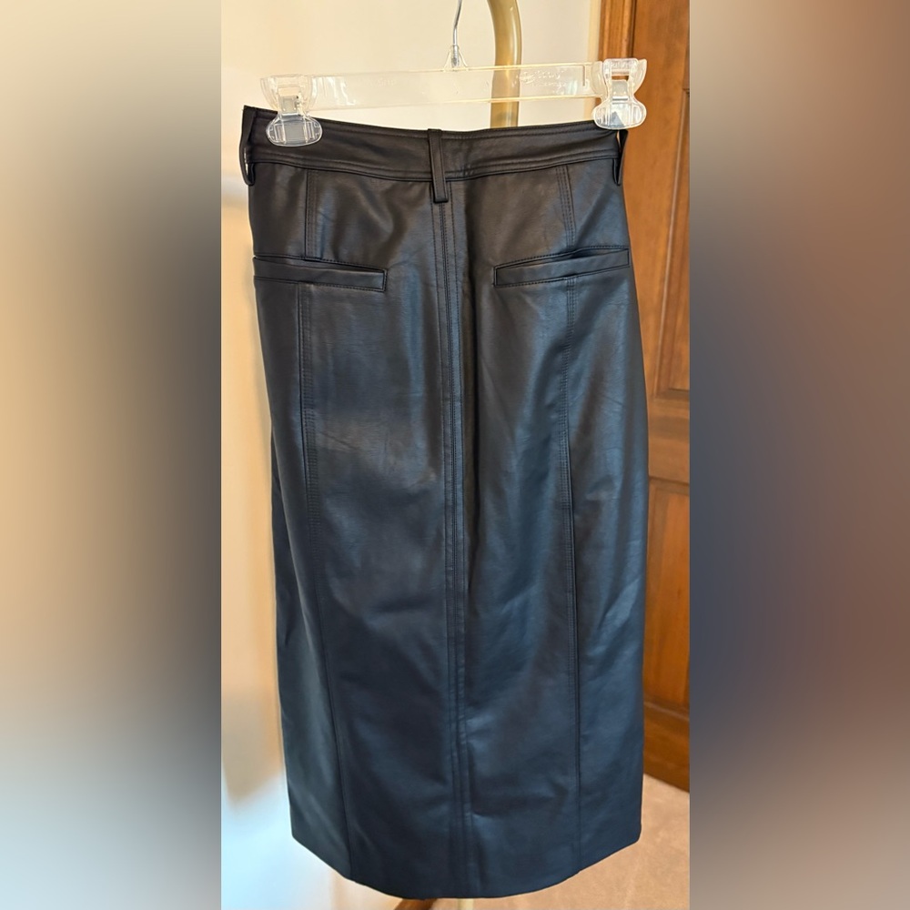 Sanctuary ‘Triple Threat’ Black Midi  Faux Leather Skirt - Picture 3 of 5